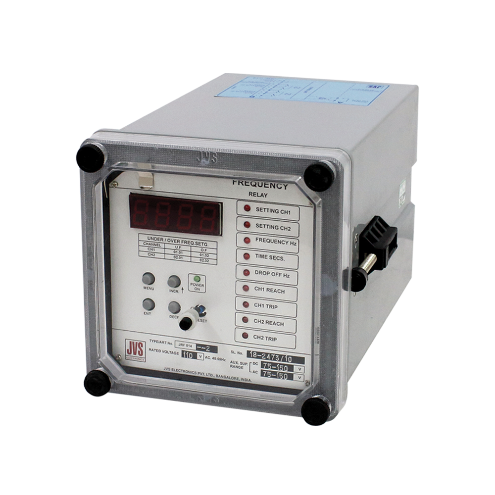 Frequency relay having two independent stages of over / under frequency with definite time delay